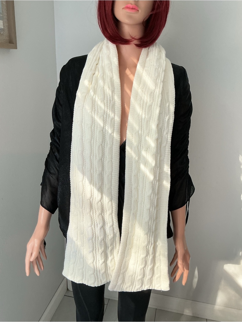Soft Surroundings Cream Cable-Knit Scarf